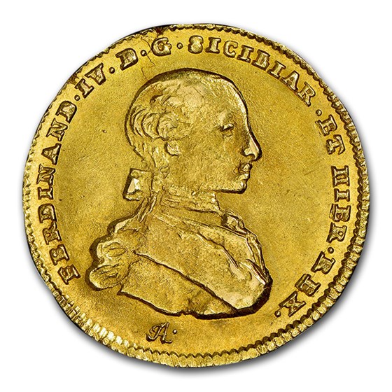 1763/2 IA//CC-R Italian States Naples Gold 4 Ducati MS-64 NGC 1763/2 IA//CC-R Italian States Naples Gold 4 Ducati MS-64 NGC